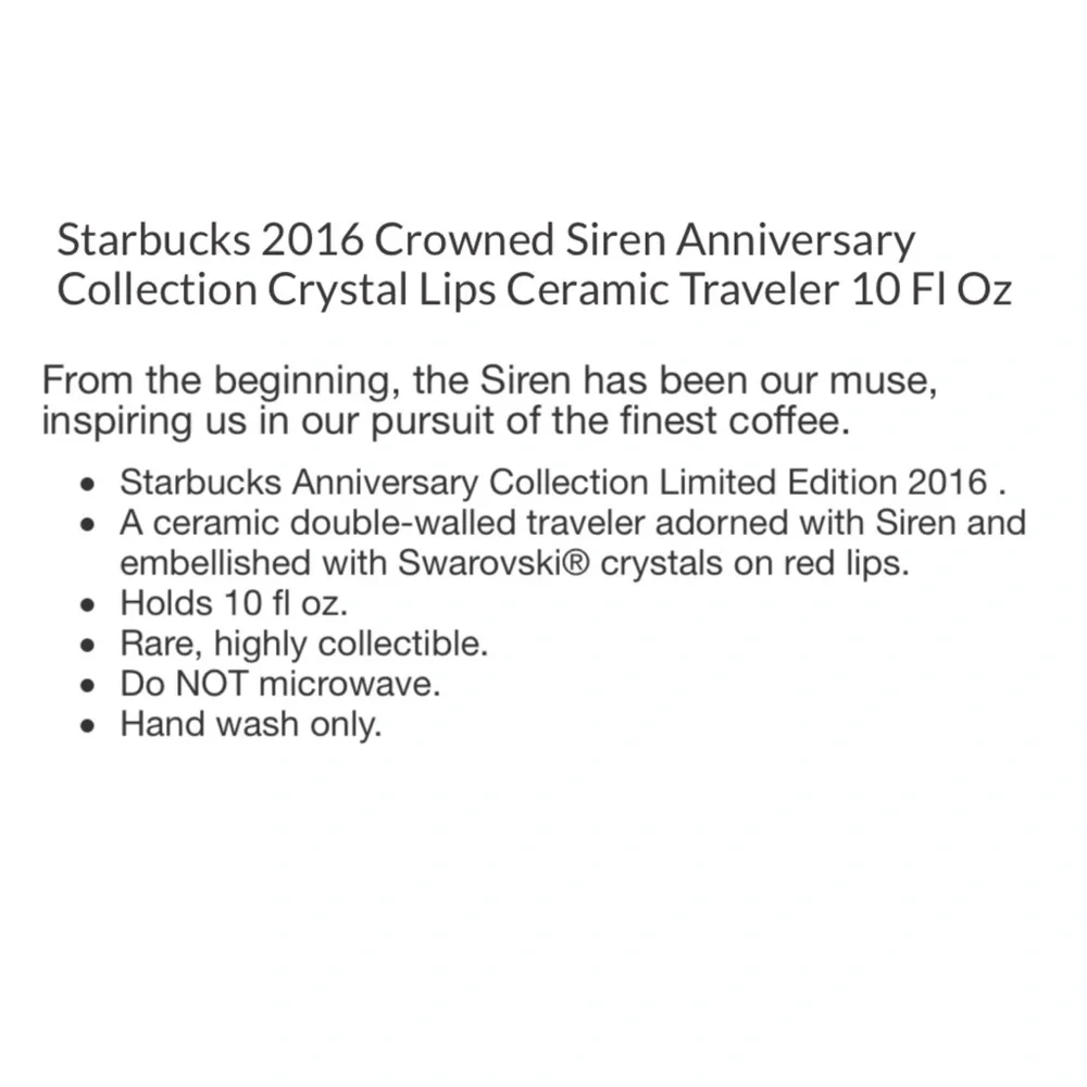 Starbucks Anniversary Collection Crystal Lips Mug